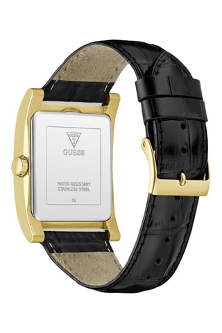 Relógio de quartzo em couro - Preto e dourado