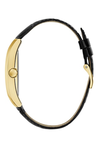 Relógio de quartzo em couro - Preto e dourado