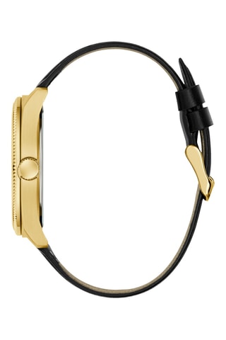 Relógio de quartzo em couro - Preto e dourado