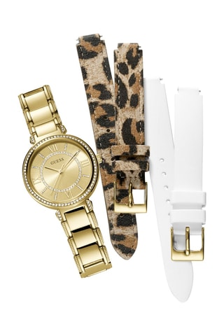 Stalen Quartz Horloge en 2 Leren Horlogebanden