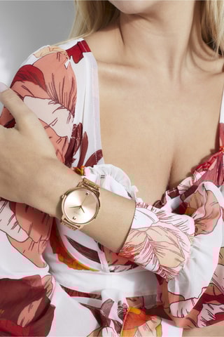 Stalen Quartz Horloge met Diamant - Goudkleurig