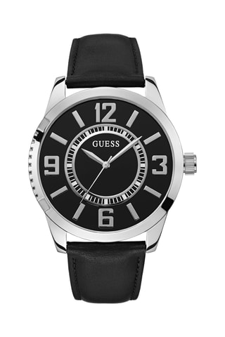 Montre à quartz en cuir - Noir et argenté