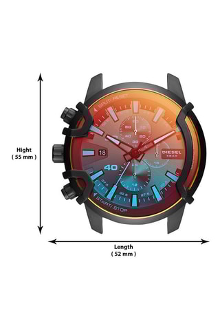 Leren Quartz Horloge - Chronograaf - Zwart en Rood
