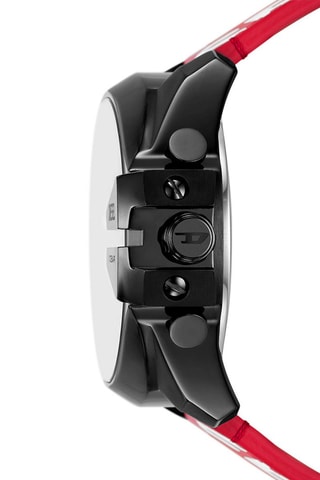 Digitaal Leren Horloge - Chronograaf - Rood en Zwart