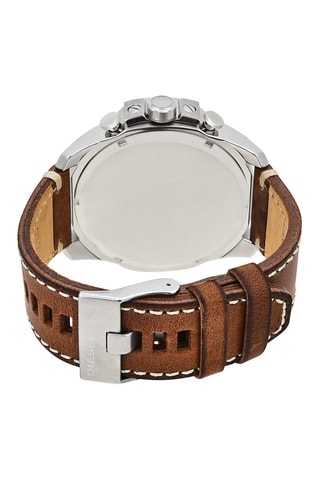 Leren Quartz Horloge- Chronograaf - Bruin en Blauw