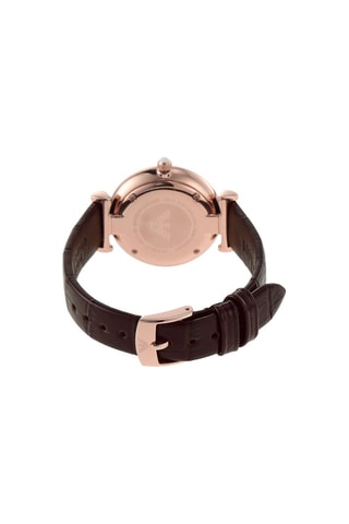 Leren Quartz Horloge Gianni T-Bar Wijnmoer en Roségoud