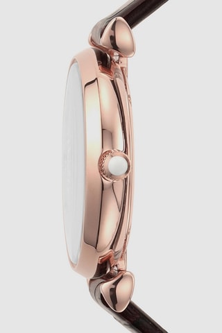 Leren Quartz Horloge Gianni T-Bar Wijnmoer en Roségoud