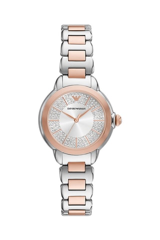 Stalen Quartz Horloge - Zilverkleurig en Roségoudkleurig
