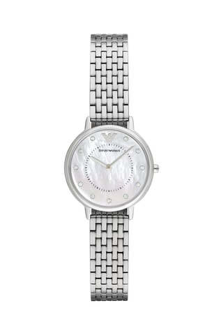 Stalen en Parelmoeren Quartz Horloge