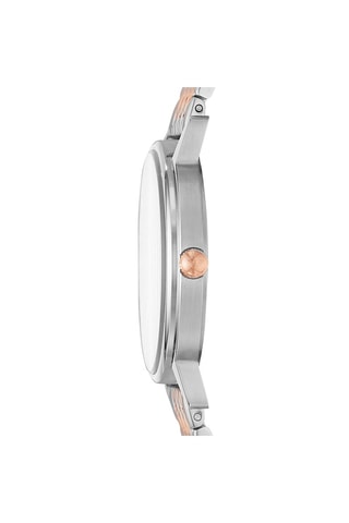 Stalen Quartz Horloge Zilverkleurig en Roségoudkleurig