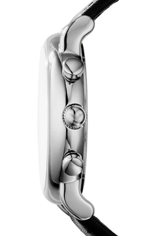 Leren Quartz Horloge Luigi - Chronograaf - Zwart en Zilverkleurig