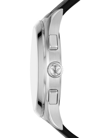 Leren Quartz Horloge - Chronograaf - Zwart en Zilverkleurig