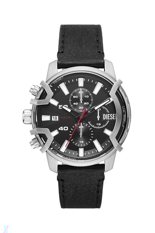 Leren Quartz Horloge - Chronograaf - Zwart en Zilverkleurig