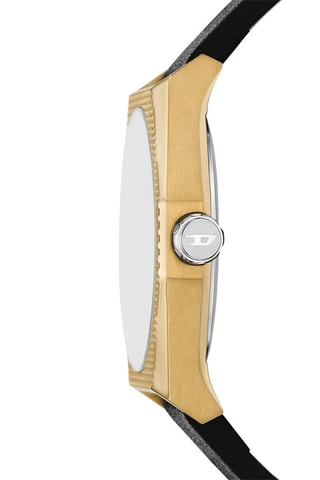 Leren Quartz Horloge - Zwart en Goudkleurig