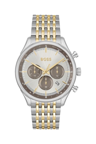 Stalen Quartz Horloge - Tachymeter - Zilverkleurig en Goudkleurig