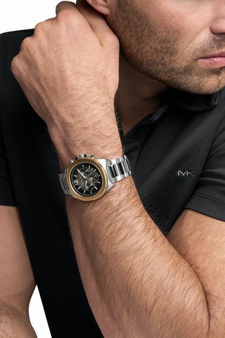 Stalen Quartz Horloge - Chronograaf - Zilverkleurig en Goudkleurig