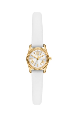 Leren Quartz Horloge - Wit en Goudkleurig