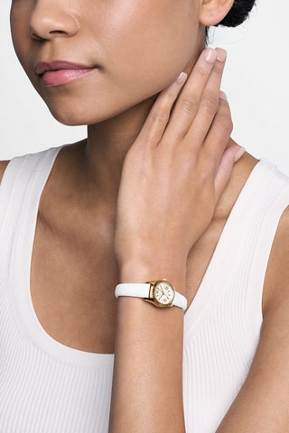 Leren Quartz Horloge - Wit en Goudkleurig