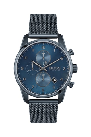 Stalen Quartz Horloge - Chronograaf - Blauwgrijs en Donkerblauw