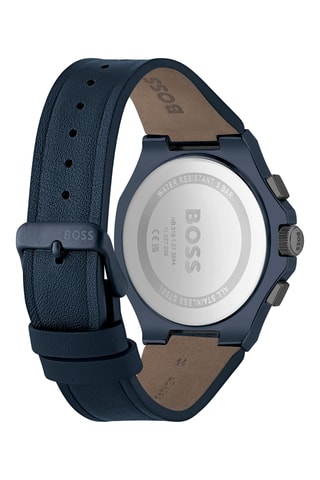 Leren Quartz Horloge - Chronograaf - Blauw