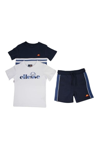 Pack de 2 camisetas y short Ellesse - Blanco y azul marino