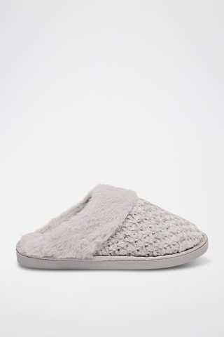 Pantoufles fourrées - Gris clair