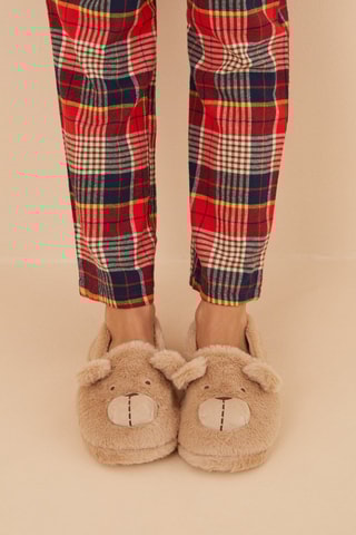 Pantoufles fourrées - Marron