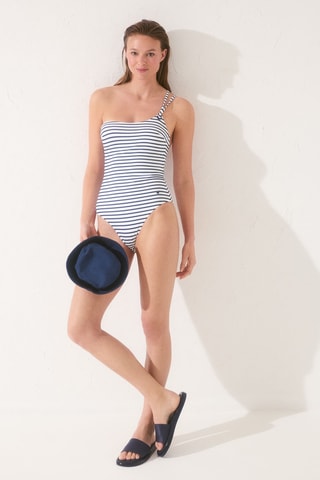 Maillot 1 pièce asymétrique - Blanc