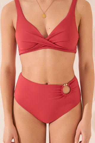 Bas de maillot taille haute - Rouge