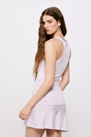 Robe drapée Mauve et blanc