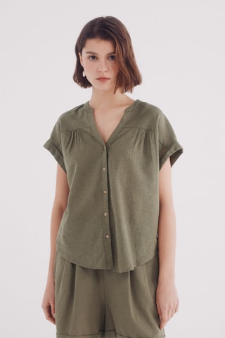 Chemisier en lin - Kaki