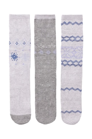 3 paires de chaussettes - écru et gris chiné