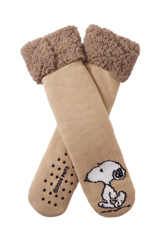 Chaussettes antidérapantes Snoopy et Woodstock Snoopy et les Peanuts - Marron