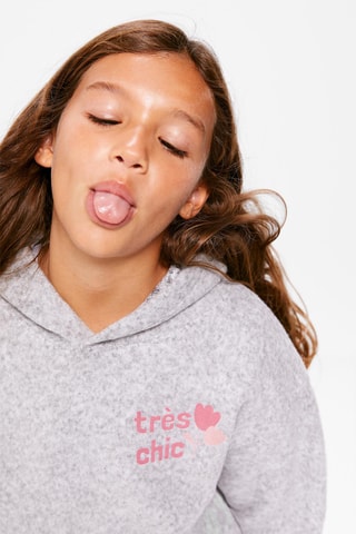 Sweat à capuche - Gris clair chiné