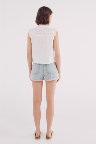 Short en jean taille haute - Bleu clair