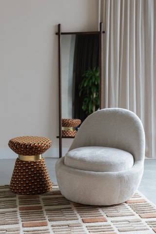 Pouf - Marron - En polyester