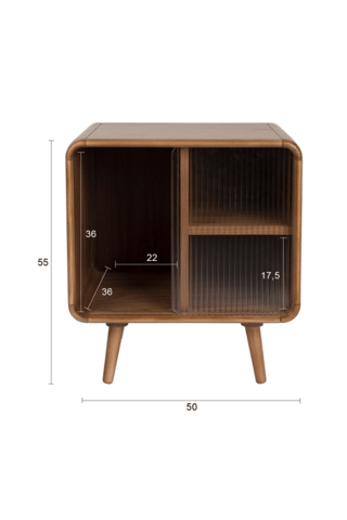 Table d'appoint en bois d'hévéa, frêne massif et bois de noyer Rise - 55 x 36 x 50 cm