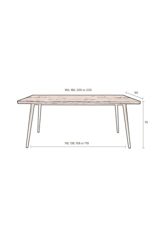 Table à manger Alagon - 200 x 90 x 75cm