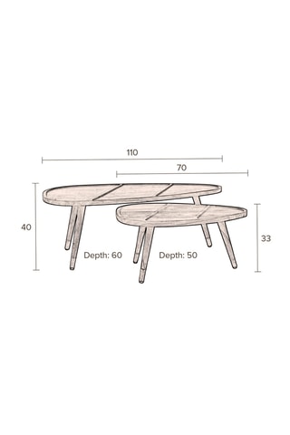 2 tables basses en bois de sesham Sham - 110 x 40 x 60 cm