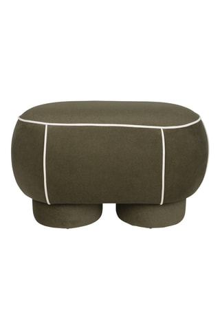 Pouf en bois Marina - Kaki - En tissu doux