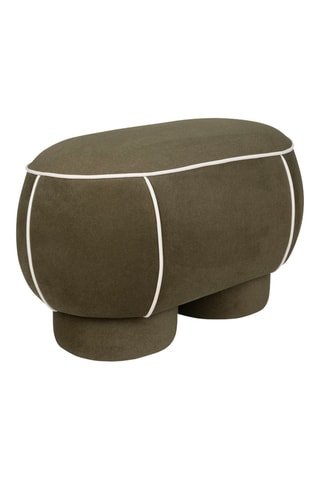 Pouf en bois Marina - Kaki - En tissu doux