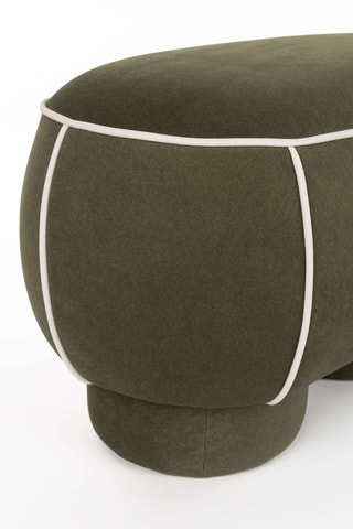 Pouf en bois Marina - Kaki - En tissu doux