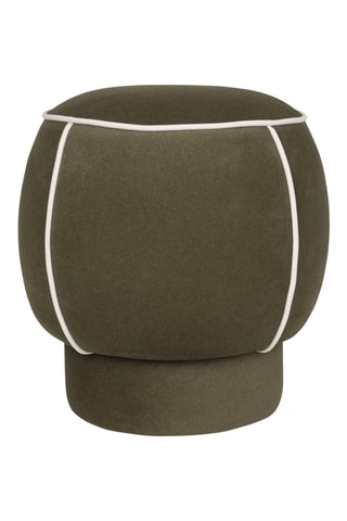 Pouf en bois Marina - Kaki - En tissu doux