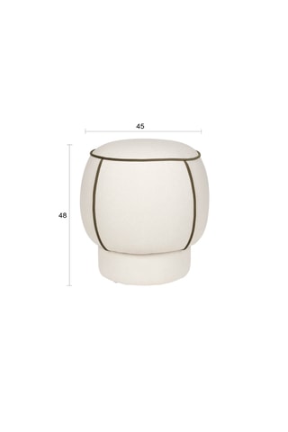 Pouf en bois Marina - Blanc - En tissu doux