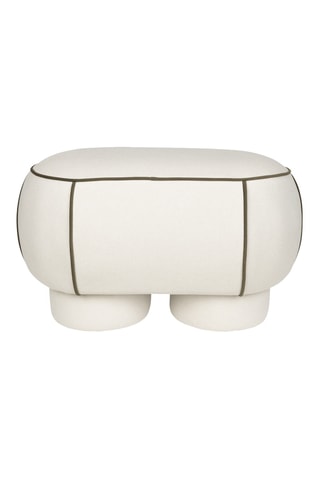 Pouf en bois Marina - Blanc - En tissu doux