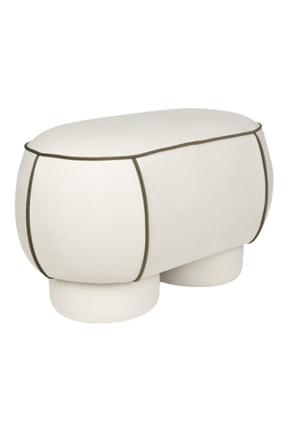 Pouf en bois Marina - Blanc - En tissu doux