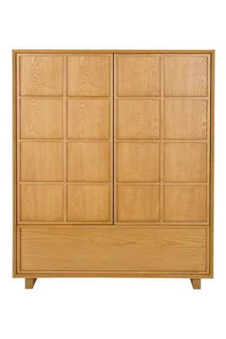 Buffet 2 portes en frêne et bois d'hévéa Raster - 120 x 100 x 45 cm