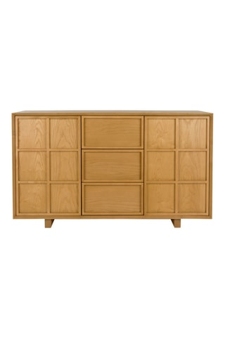 Buffet 2 portes en frêne et bis d'hévéa Raster - 70 x 120 x 45 cm