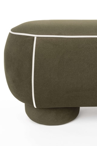 Pouf en bois Marina - Kaki - En tissu doux