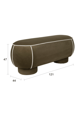 Pouf en bois Marina - Kaki - En tissu doux